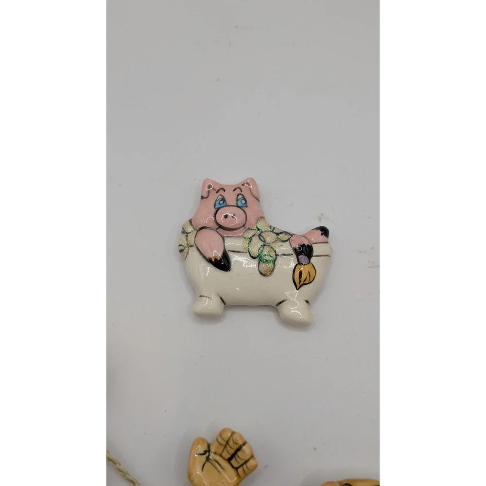 Vintage Whimsical Ceramic Fridge Magnets Lot of 3 - Monkey, Giraffe & Tub in Pig